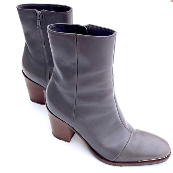 Celine Saint Germaine Des Pres Dove Gray Leather Ankle Boots - Picture 1 of 12